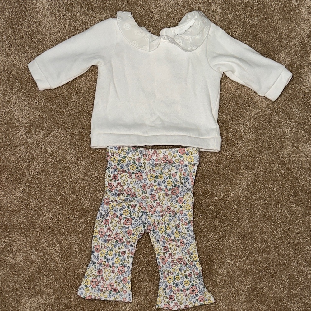Nicole Miller White Top and Floral Pants Set